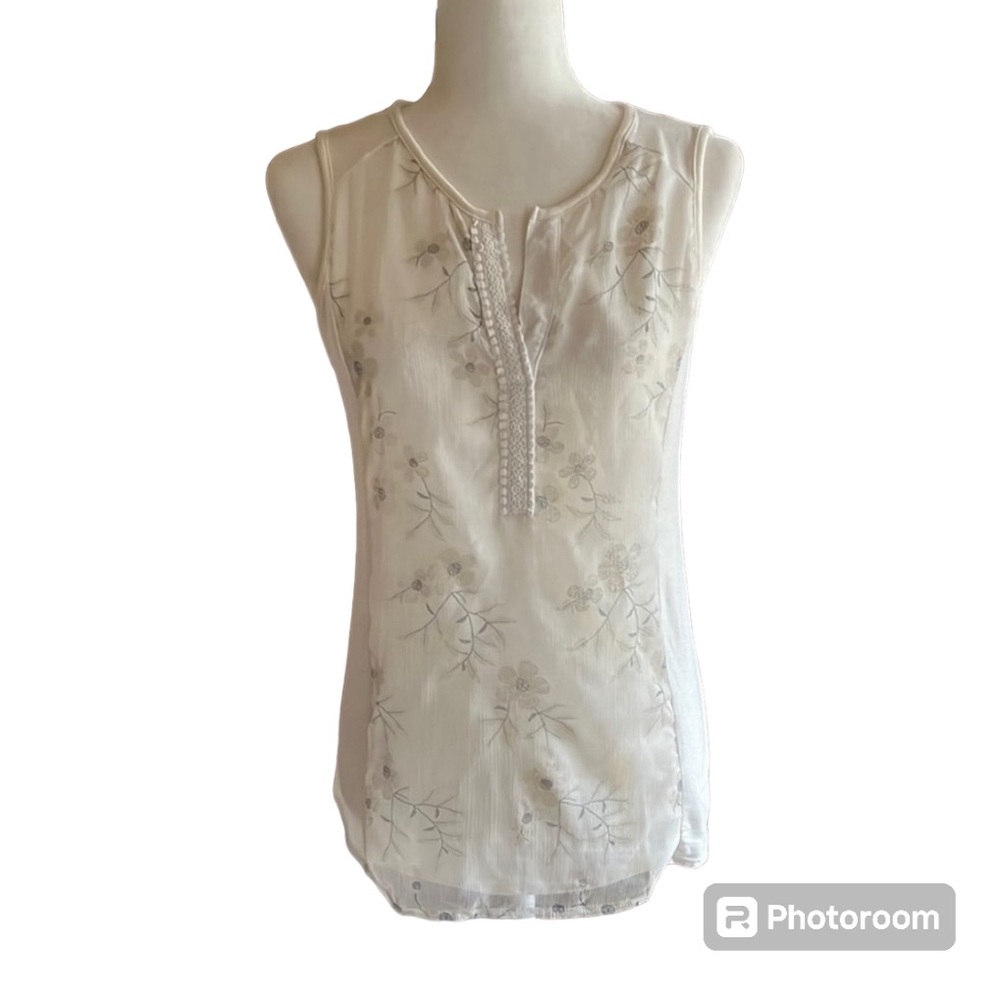 RXB Off White Floral Sleeveless Top Size S